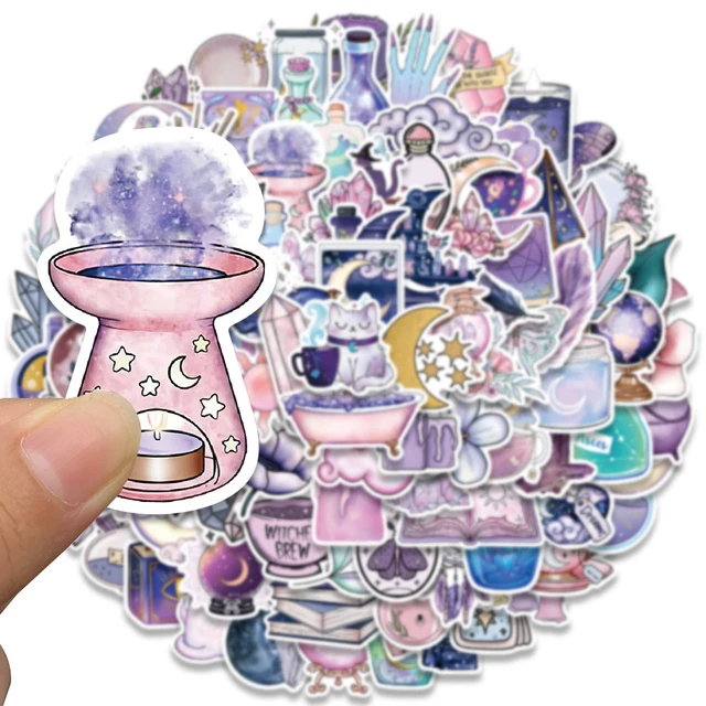 10/30/50/100 pièces dessin animé Art magique sorcière lune cristal mignon autocollants esthétiques décalcomanies ordinateur portable Scrapbook téléphone Graffiti autocollant jouet – Image 3