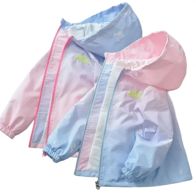 Veste de mode coréenne pour filles et adolescentes, manteau à capuche dégradé décontracté pour garçons, Blazer coupe-vent doux pour printemps et automne
