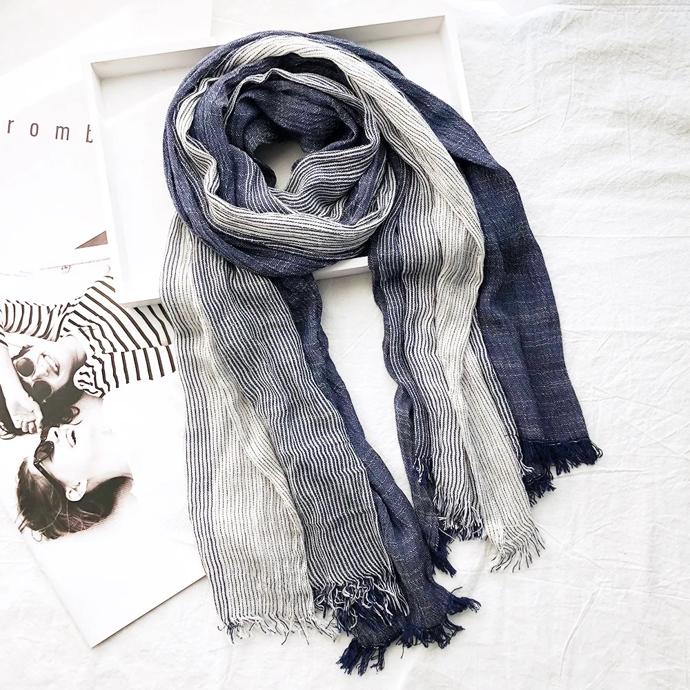 Mode rayé hommes écharpe coton lin automne hiver hommes Pashmina chaud foulard décontracté mâle accessoires Bufanda châle