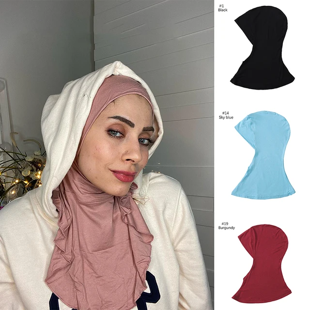 Chapeau de base Hijab pour femmes musulmanes, écharpe de sauna à haute élasticité, long, respirant, garde-cou, document solide, mode Ramadan – Image 3