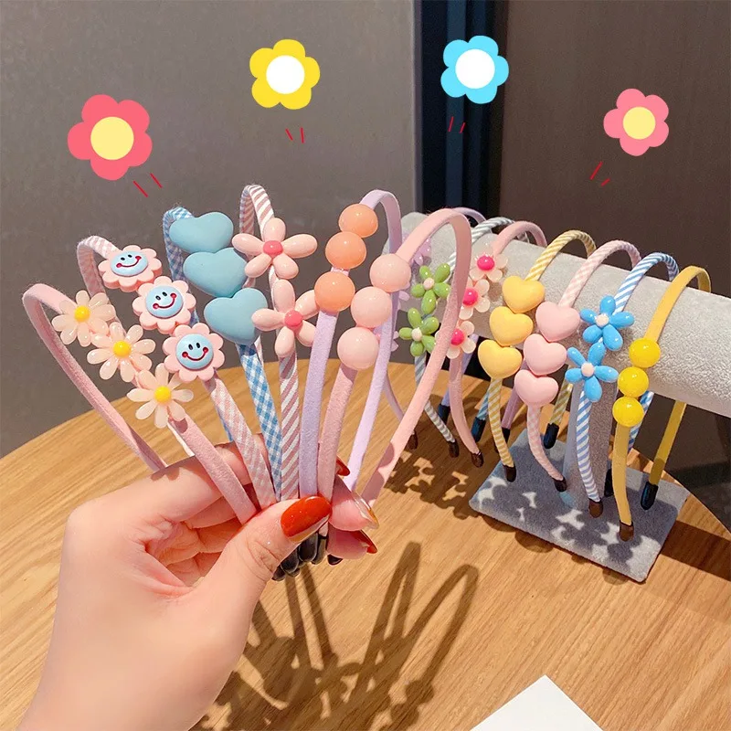 Bandeaux fins en plastique pour enfants, cerceaux de cheveux de dessin animé Andrar Love Destroy, fleur pour filles, vêtements de sauna pour bébé, accessoires pour cheveux, nouveau