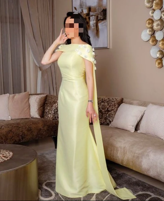 Personnalisé bretelles avec châle sirène Court Train tridimensionnel fait sur la viande fleurs Jersey robes de soirée femme
