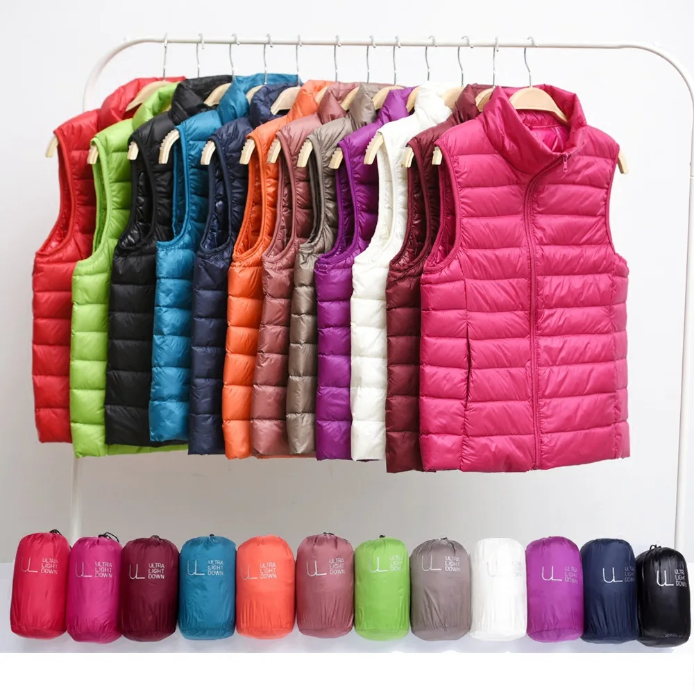 Nouveau 2024 femmes Ultra léger vers le bas gilets mince sans manches veste Portable fille léger coupe-vent gilet