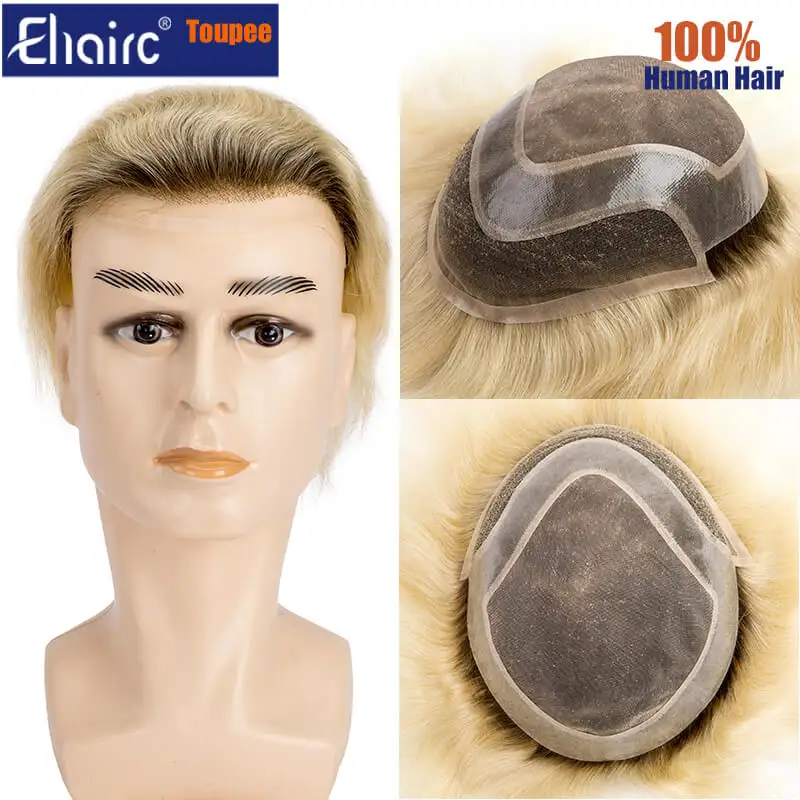T1B/White  4/613 Men Wig Male Hair Prosthesis Natural Hairline 6" Men's Capillary Prothesis Durable Toupee Men Wigs For Man
