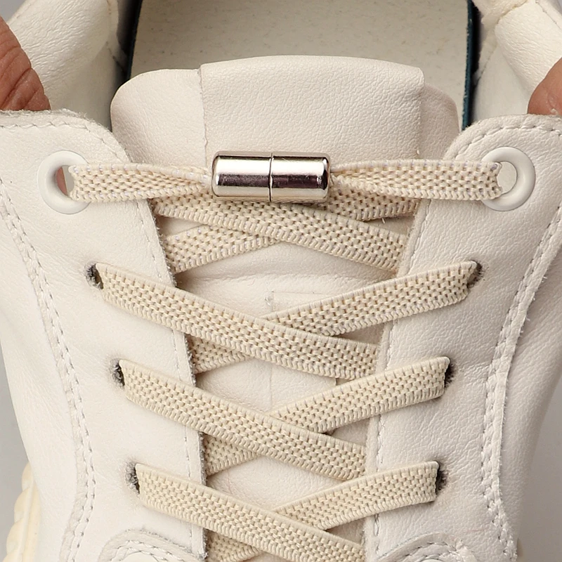 1 paire de lacets de chaussures sans cravate lacets de verrouillage de Capsule sans attaches lacets élastiques baskets enfants adultes 0.6 cm lacet plat pour chaussures