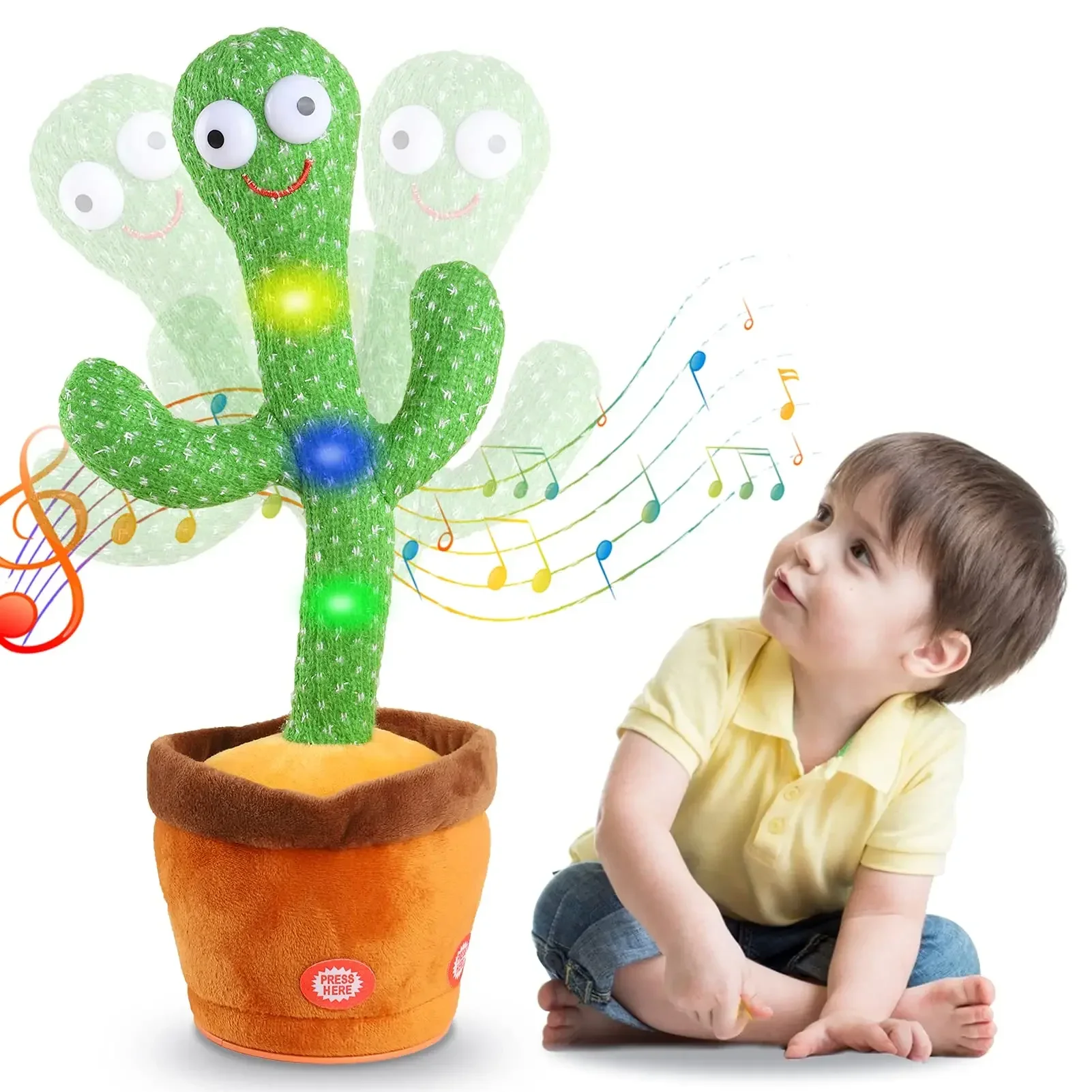 Jouets de Cactus parlant pour enfants, chant, imitation, enregistrement, répétition, ce que vous dites, jouet en peluche avec 120 chansons dansantes intelligentes