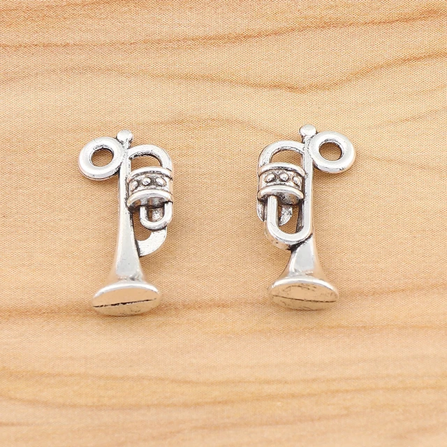 Breloques de trompent double face en argent pour document, corne, pendentif musical, collier à faire soi-même, accessoires de recherche de direction, 50 pièces – Image 3