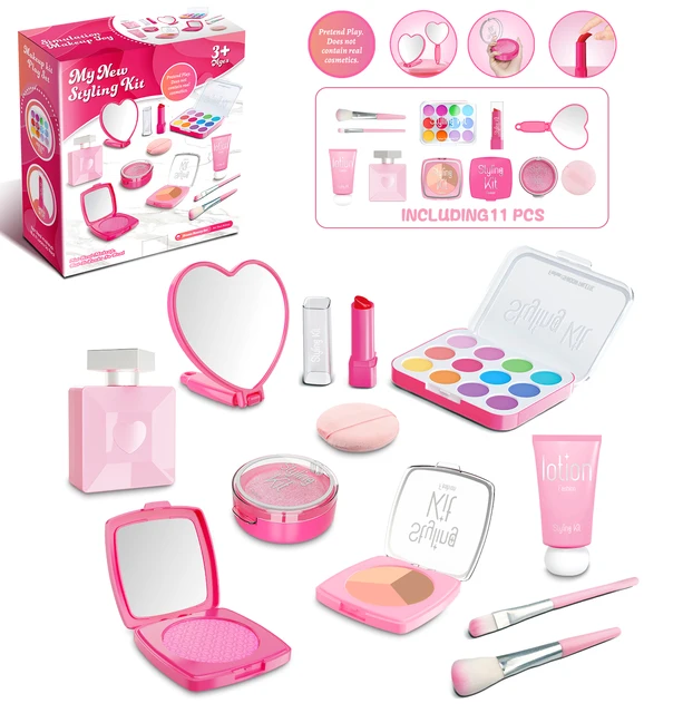 Jouets de maquillage simulés, cosmétiques de jeu, cadeaux pour filles, ensemble de faux maquillage, jouet, rouge à lèvres simulé, poudre, fard à joues, pas de maquillage réel pour les enfants – Image 2