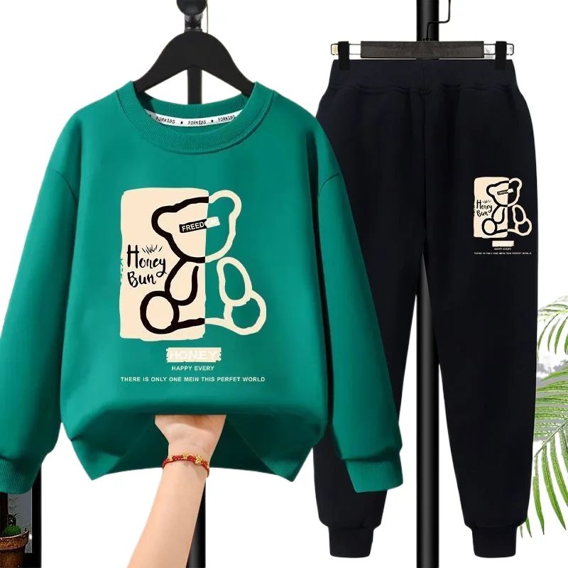 Ensemble de vêtements d'automne pour bébé garçon, sweat-shirt imprimé de dessin animé, pull, haut et pantalon, costume 2 pièces, survêtements à la mode pour enfants filles