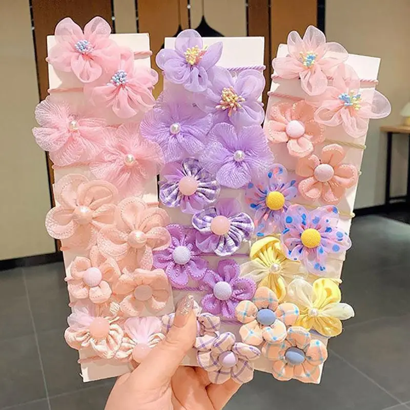 10 pièces mignon fleur bébé bandes de cheveux dentelle élastique fille bandes de caoutchouc cordes de cheveux enfants cheveux accessoires