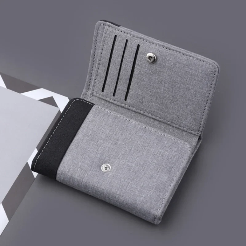 Hommes toile portefeuille avec ID porte-Photo porte-carte portefeuille étui 8 fentes moraillon mâle sac à main Mini trois fois hommes portefeuille