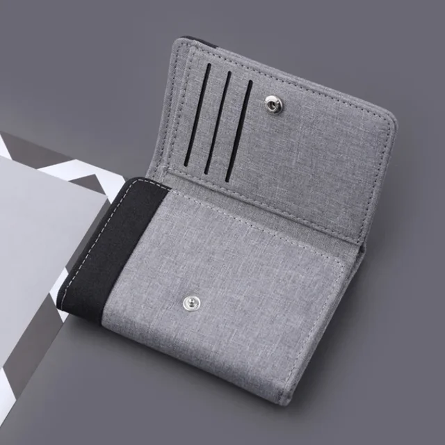 Hommes toile portefeuille avec ID porte-Photo porte-carte portefeuille étui 8 fentes moraillon mâle sac à main Mini trois fois hommes portefeuille