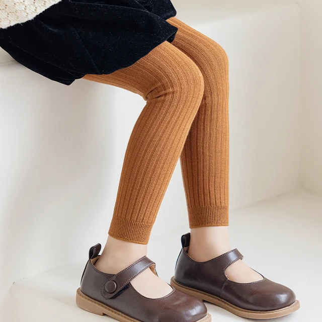 Leggings sans pieds pour filles, collants, tricots, doux, neuf points – Image 2
