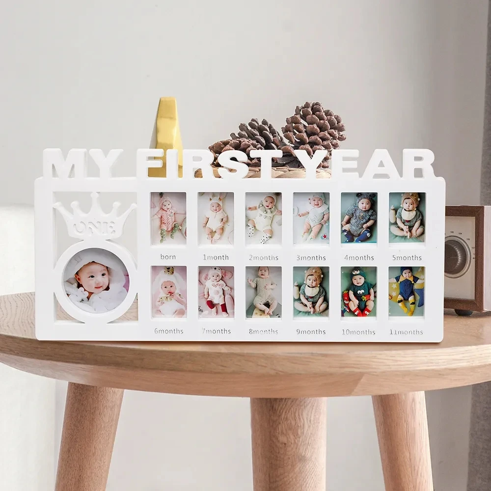 Cadre souvenir pour bébé de 0 à 12 mois, images mon premier année, cadre photo, cadeaux de mémoire pour nouveau-né