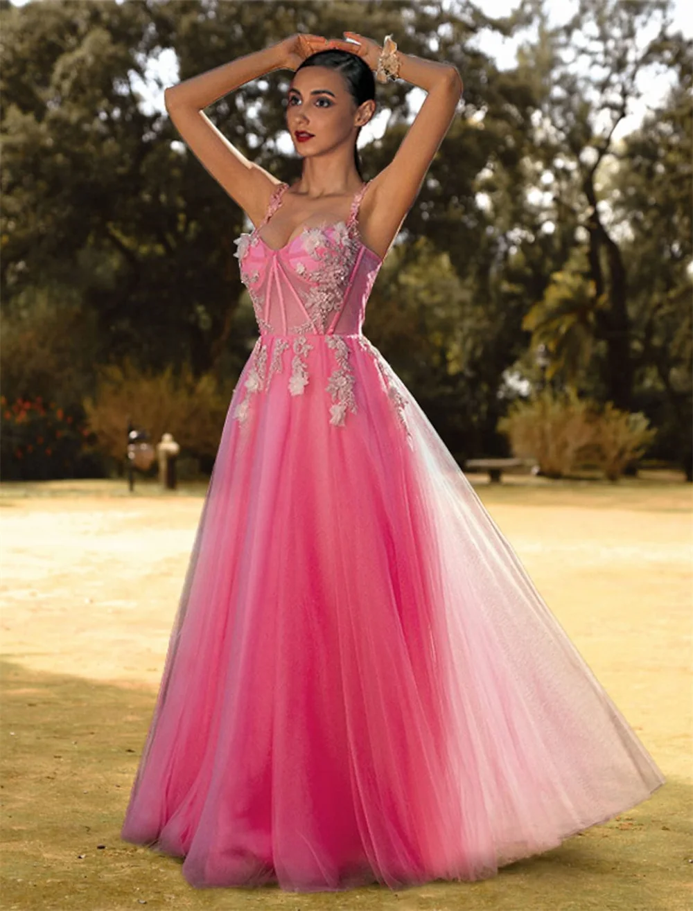 Corsets trapèze bouffants, robe de bal d'anniversaire, décolleté en cœur, sans manches, longueur au sol, Tulle avec des applications de couleur Pure, 2022