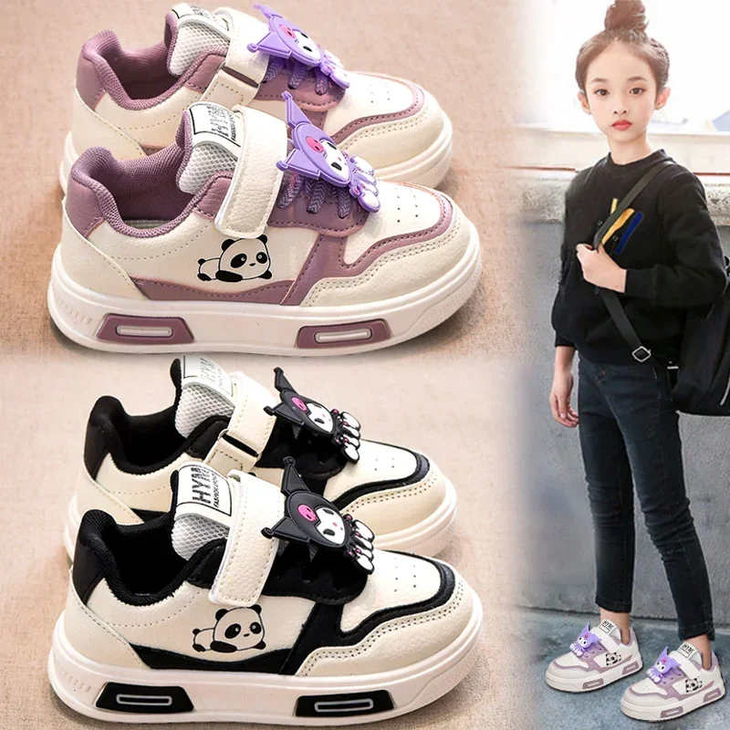 Chaussures de planche décontractées mélodie pour enfants, baskets de dessin animé pour filles, nouvelles chaussures antidérapantes à semelle souple Kawaii Kuromi, printemps et automne