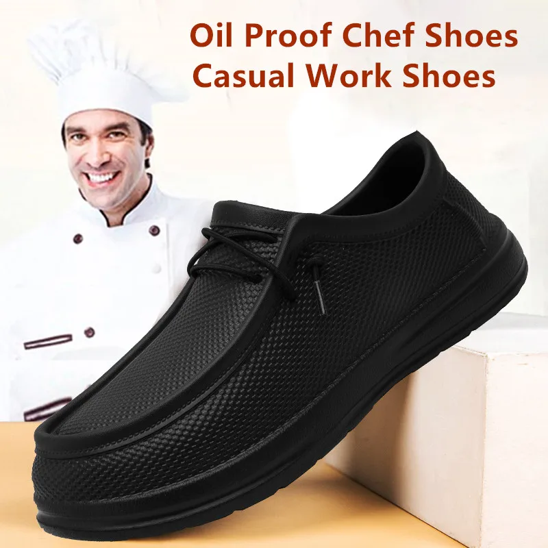 Chaussures de travail de cuisine pour hommes chaussures de Chef imperméables antidérapantes mode hommes chaussures de travail décontractées chaussures d'eau en plein air grande taille 40-47