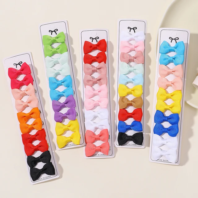 10 pièces Boutique petits nœuds de bébé faits à la main gros-grain 1.5 "arcs de cheveux pinces crocodile pour bébés filles tout-petits accessoires de cheveux cadeau – Image 2