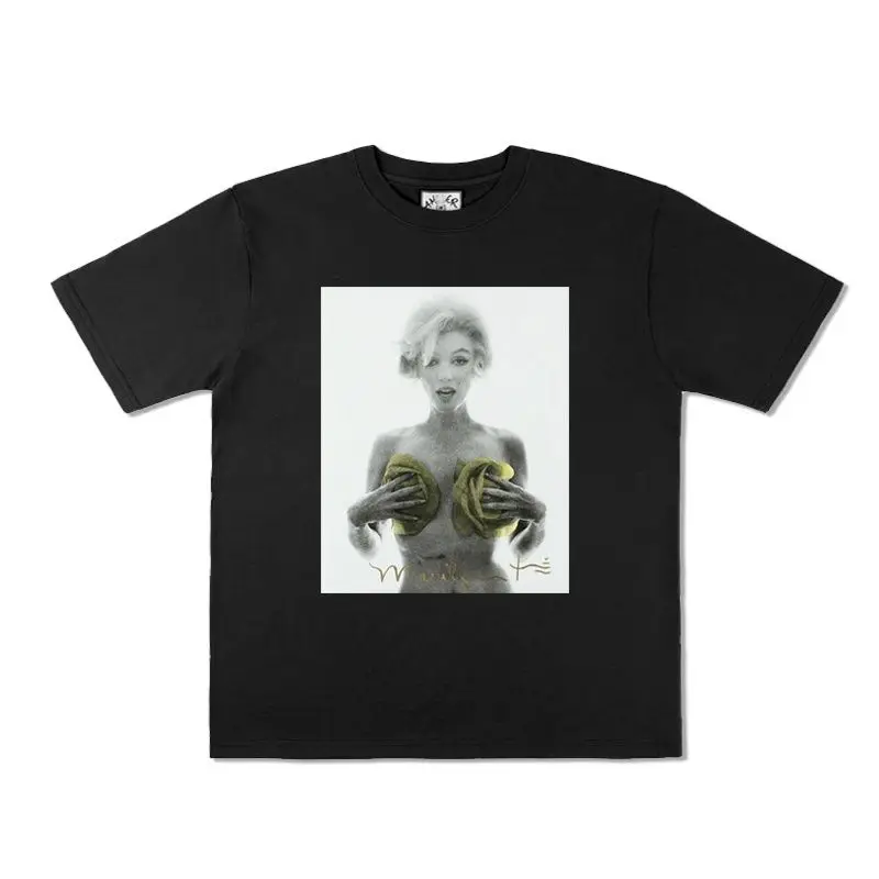 T-shirt à manches courtes pour femmes, tendance européenne et américaine, rétro Marilyn Monroe, grande taille, Sexy Muse, ample, Hip-hop