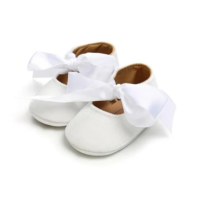 MRovior-Chaussures de ballet princesse pour bébés filles, chaussons non alds, semelle plate et souple, en coton et caoutchouc, avec nœud papillon, pour premiers pas – Image 4