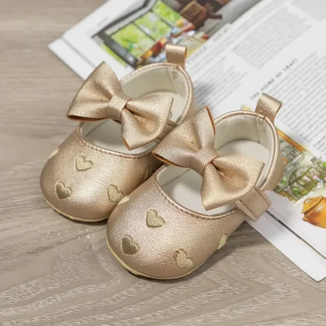 Chaussures d'intérieur pour premiers pas pour bébés filles de 0 à 18 mois, semelle en coton doux, antidérapantes, broderie classique, nœud papillon, crochet et boucle, chaussons pour nourrissons – Image 6
