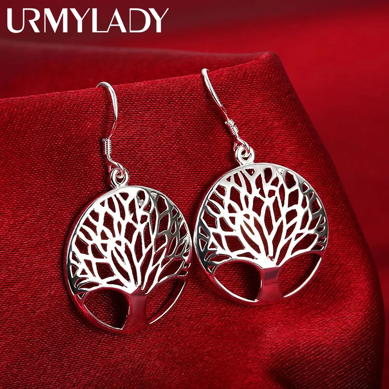 Boucles d'oreilles en argent Sterling 925 pour femmes, bijoux de haute qualité, arbre rond sculpté creux, cadeaux de noël, nouvelle collection