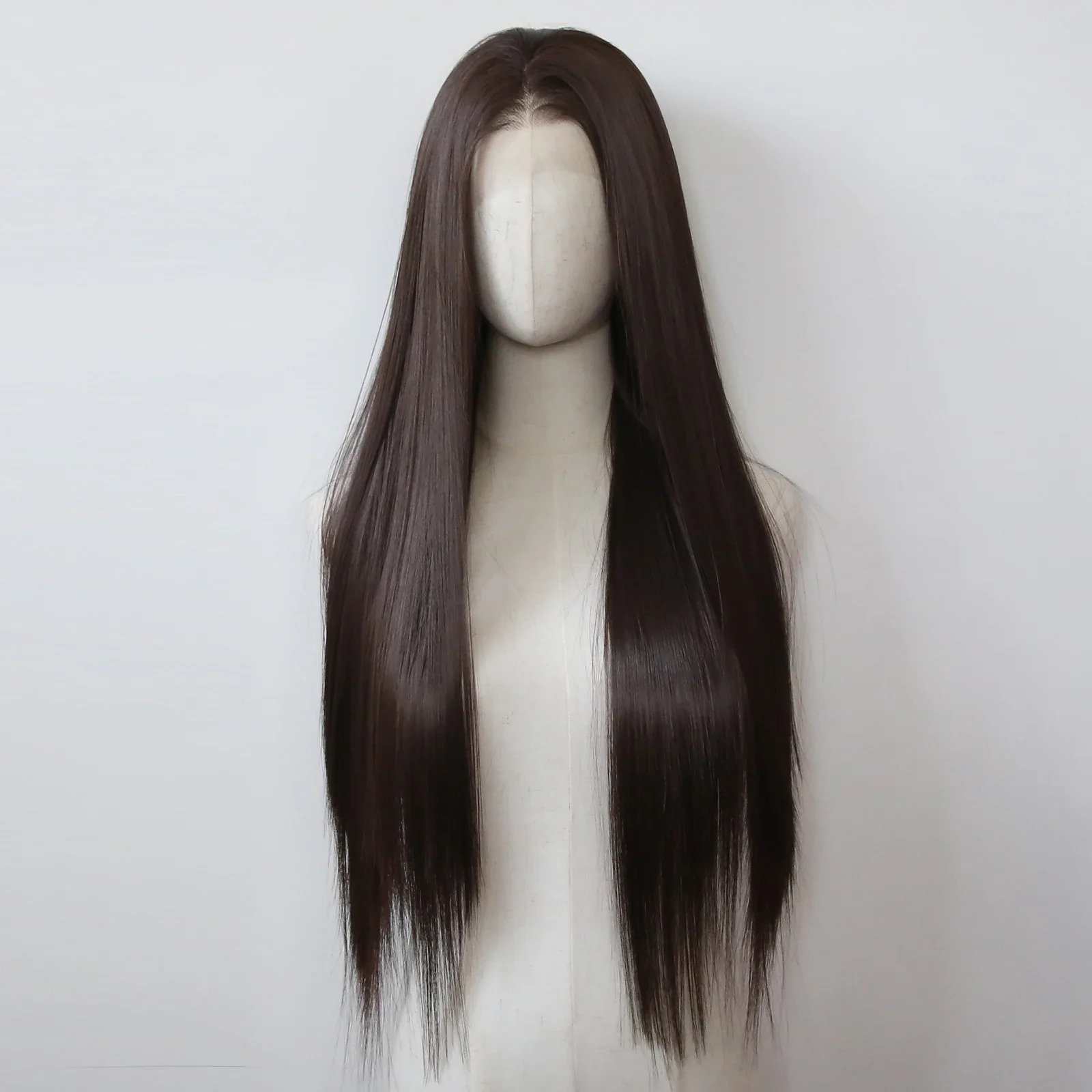 Soft Long Black Free Part 30Inch Silk Straight 180Density Glueless Synthetic  13*6 Lace Front Wig For Women Babyhair PrePlucked