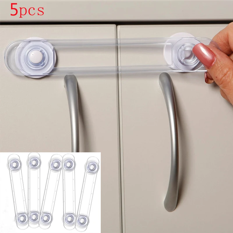 Serrure de sécurité pour enfants, 5 pièces, transparente, Anti-ouverture, sangle souple, serrure de sécurité multifonctionnelle pour tiroir de bébé, serrure de réfrigérateur