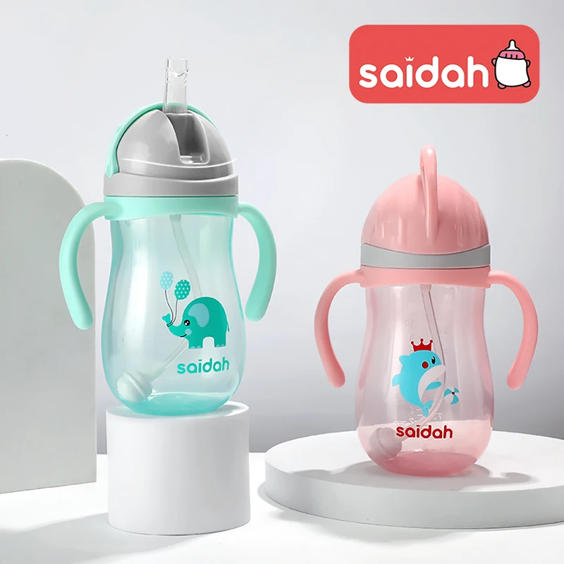 350ml V forme paille Sippy tasse infantile bébé glisser couvercle formation bouteille d'eau potable tasses dessin animé Style modèle conception
