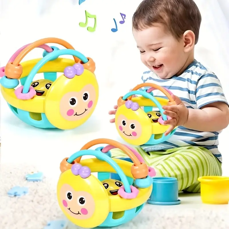 Balle de capture pour bébé, jouet Bendy, trotteur, développement de l'intelligence, hochet en plastique, cloche, beurre, 0 à 12 mois, 10cm, 1 pièce