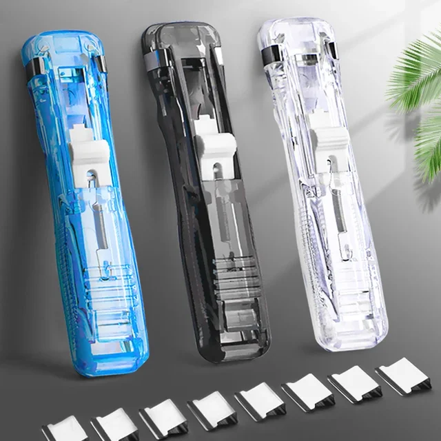 Mini Traceless Reusable Hand Clamp Push Stapler Paper Book File Office School Student Binder Binding Tools Supplies Accessories – Image 5