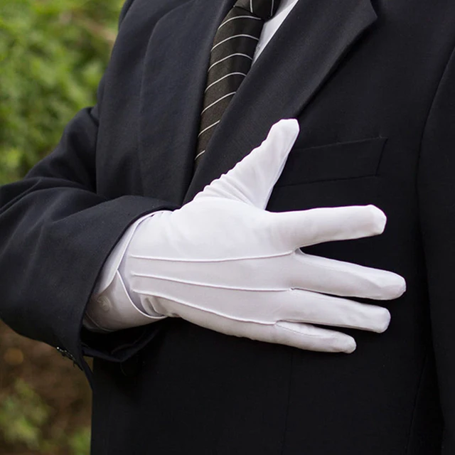 Gants formels blancs élégants, garde de smoking à doigt complet, défilé du père noël pour hommes, mitaines de conduite d'inspection fantaisie, gants antidérapants pour femmes – Image 2