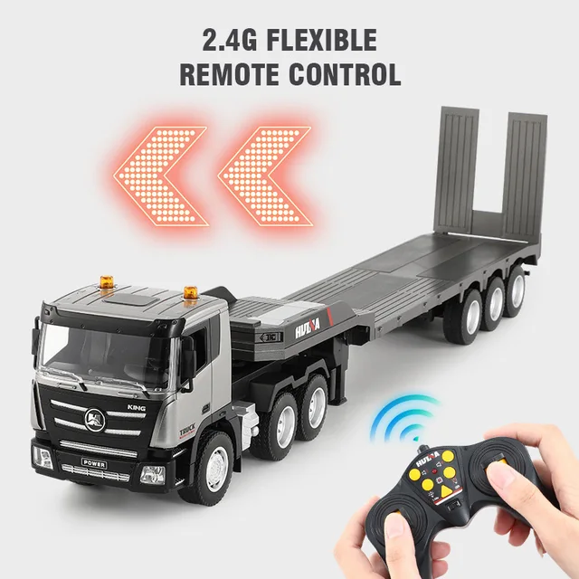 Huina RC – camion plat modèle 1:24, véhicule d'ingénierie en alliage à 9 canaux, voiture télécommandée 2.4G, remorque radiocommandée, cadeaux de noël – Image 2