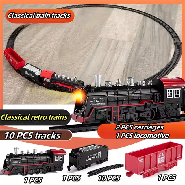 Electric Train Rail Car Simulation Retro Model Train High Speed Rail Toy Boy Set – Image 4