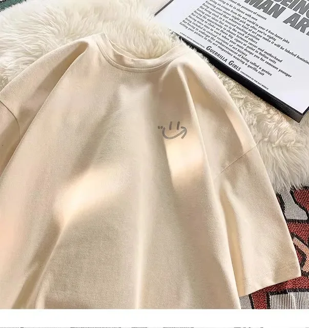 NXXTRESS Smiling Face Print Summer 100% Coton T-Shirt Manches Courtes Hommes Femme 03/Casual At O-Neck Y-Tees M-5XL – Image 5