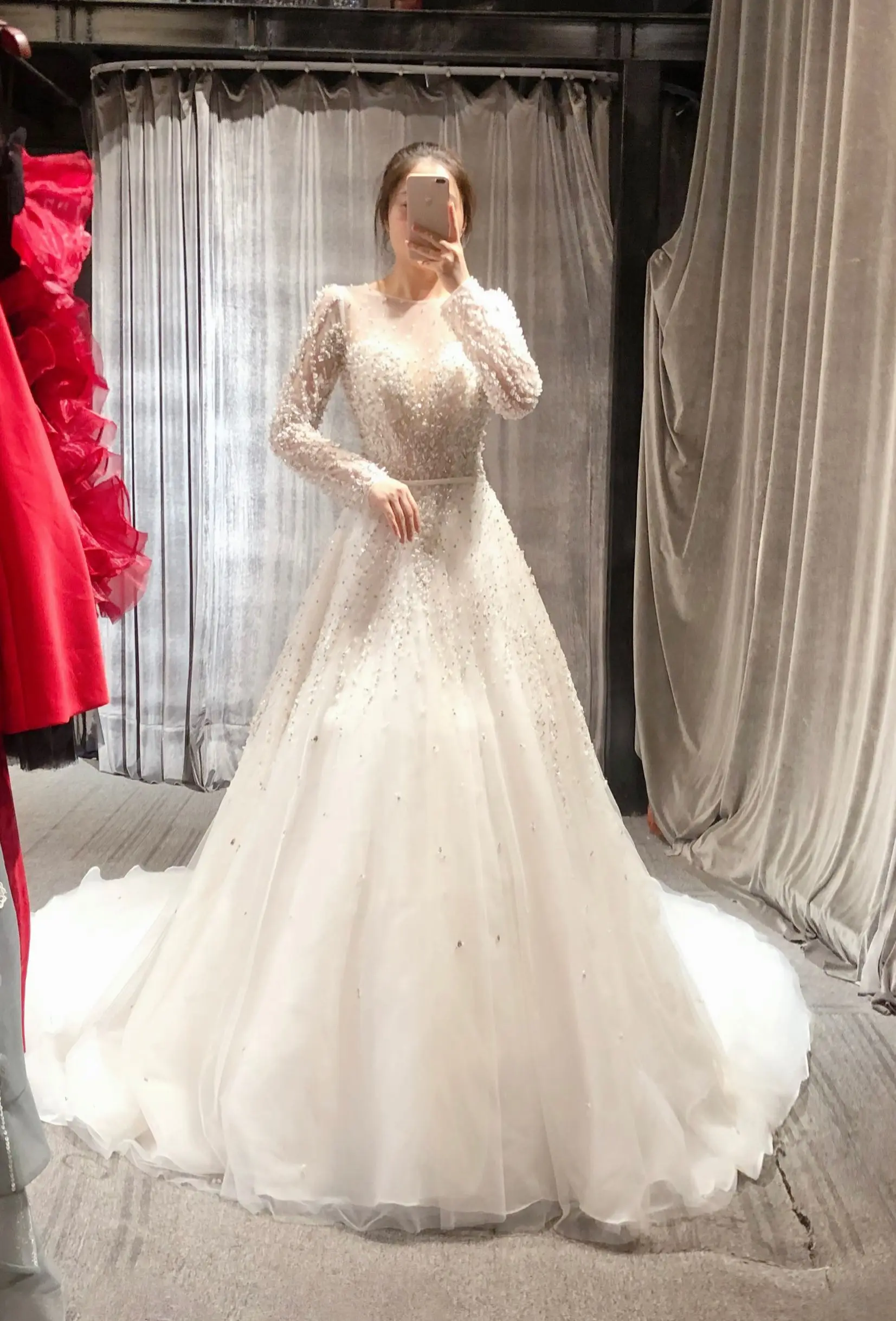 Elie Saab-Robe de Mariée Personnalisée avec Traîne pour Patients, Manches sulf, Paillettes de Clip, Image Réelle, Haute Qualité, Sur Mesure, Nouveau, 2025