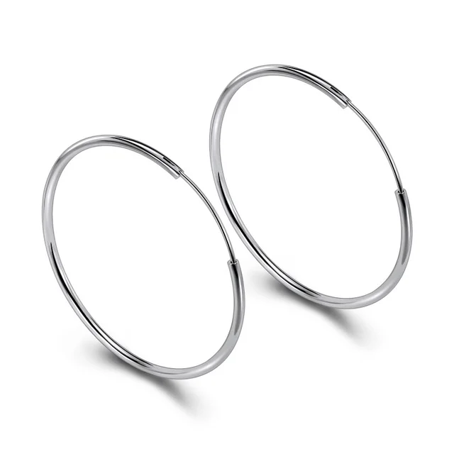 Original 925 Sterling Silver Hoop Earrings 3-6CM For Women Exquisite Student Girlfriend Jewelry Accessories Wedding Fashion Gift – Image 6