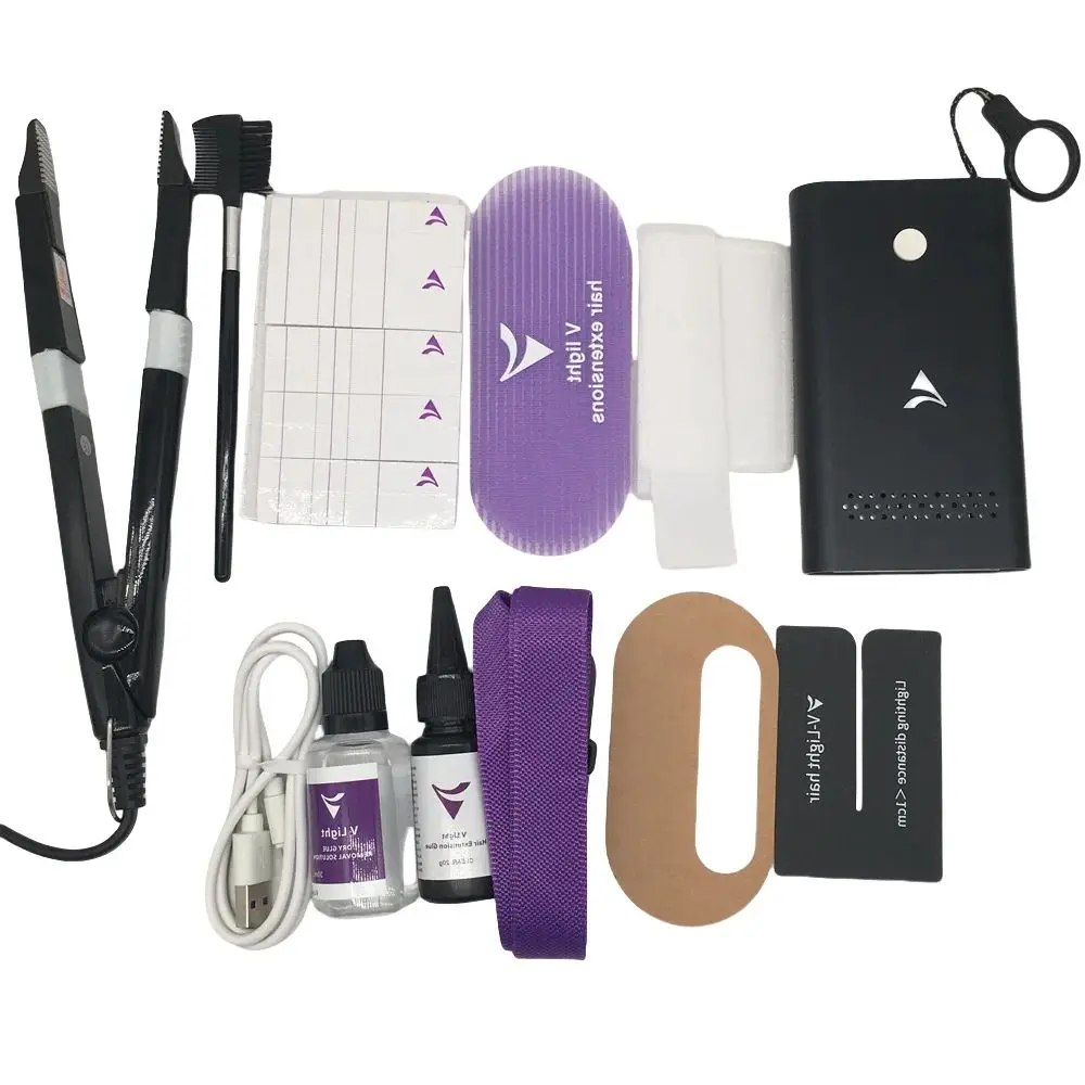 Outil d'extension de cheveux de technologie v-light originale-connecteur facile pour morceau de cheveux à bande outils d'extension de cheveux humains prise européenne