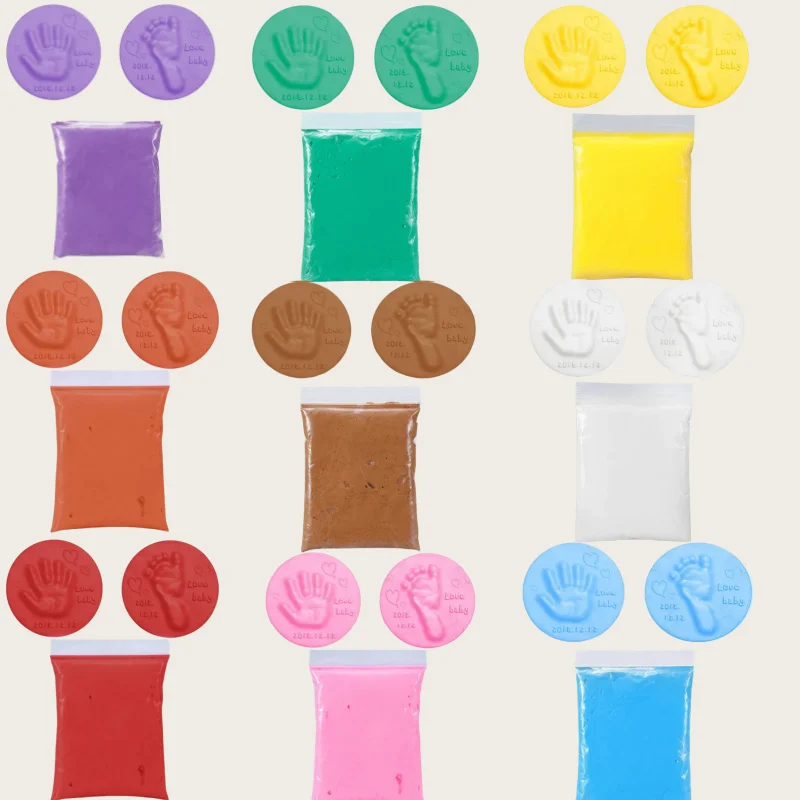 Soins pour bébé séchage à l'air argile douce bébé empreinte de main empreinte Kit coulée Parent-enfant main tampon encreur empreinte digitale enfants jouets bricolage