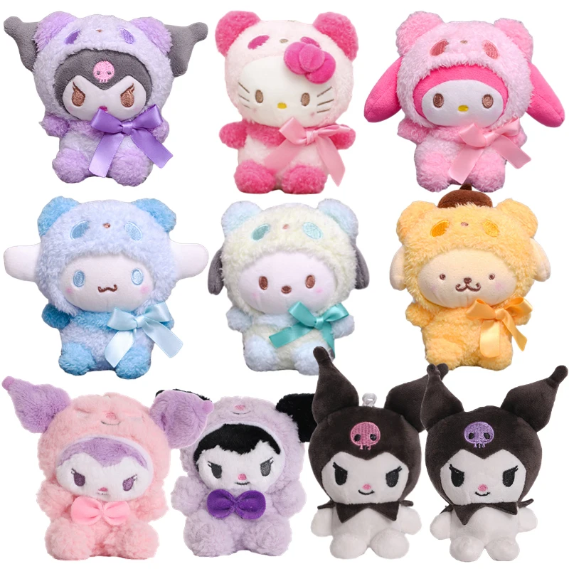 12 cm Sanrio dessin animé en peluche Kawali Kuromi Hello Kitty ma mélodie cannelle doux peluche poupée pendentif jouets fille enfants cadeau de noël