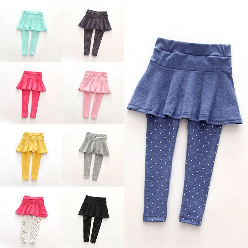 Jupe et pantalon pour filles de 2 à 5 ans, Leggings, en coton, avec jupe, jupe gâteau à pois, automne et hiver
