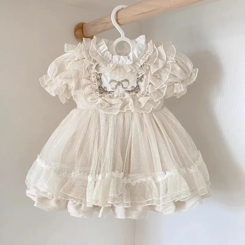 Robe de princesse espagnole pour enfants, robe Lolita pour enfants, robes de demoiselle d'honneur pour enfants, robe Eid, pomace pour le premier anniversaire