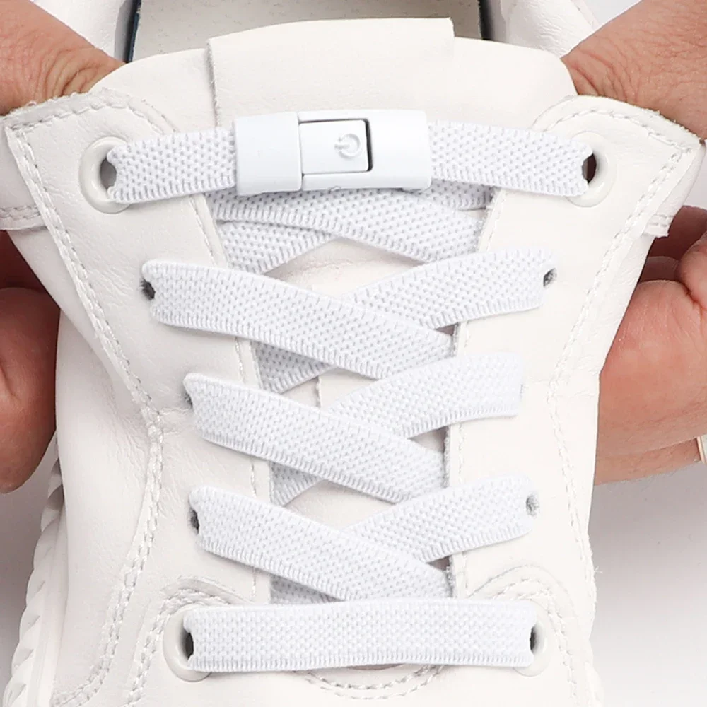 Lacets de chaussures sans cravate, lacets à verrouillage à pression, sans attaches, élastiques, baskets pour enfants et adultes, lacets plats élargis de 8MM pour chaussures, 2024