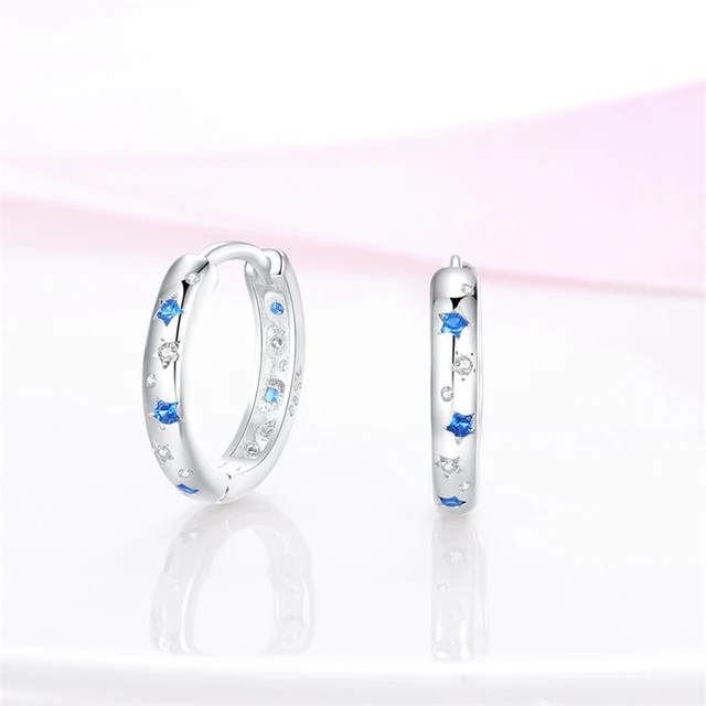 Boucles d'oreilles étoile en argent Sterling 925 véritable pour femmes, clous d'oreilles en Zircon scintillant, bijoux de luxe fins de fiançailles, cadeau de mariage pour filles – Image 3
