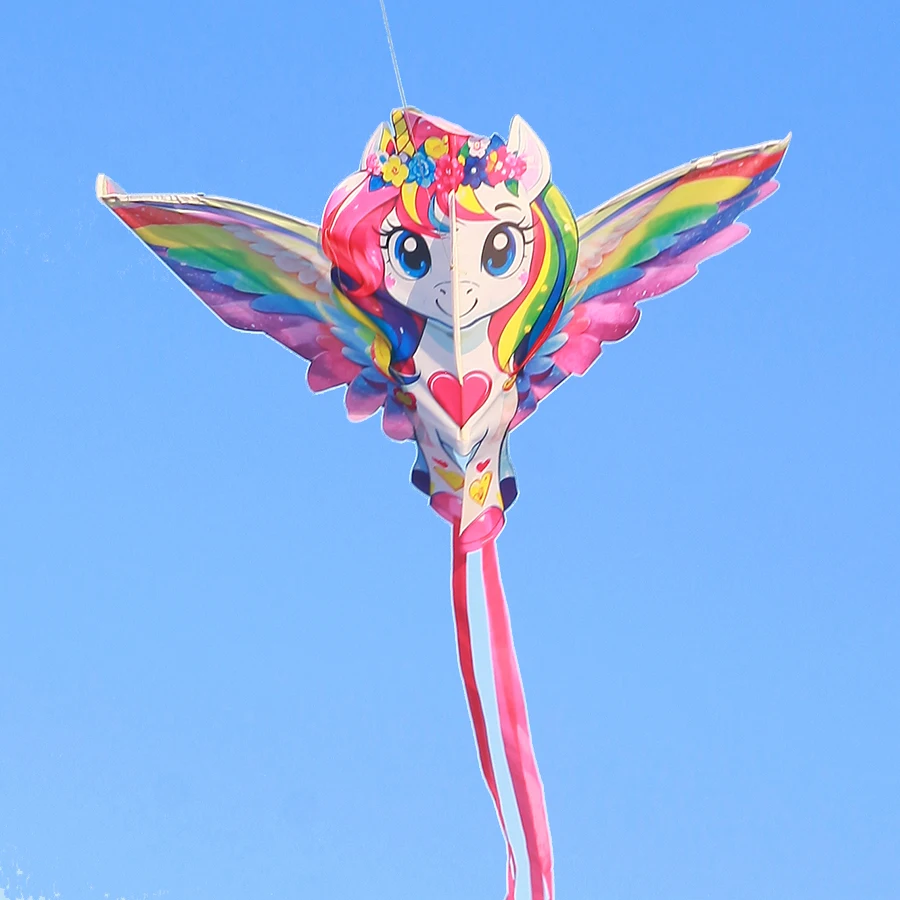 Cerf-volant volumineux de 1.4 mètres avec ailes colorées, cerf-volant volumineux mignon et beau de forme irrégulière, facile à voler, adapté aux débutants