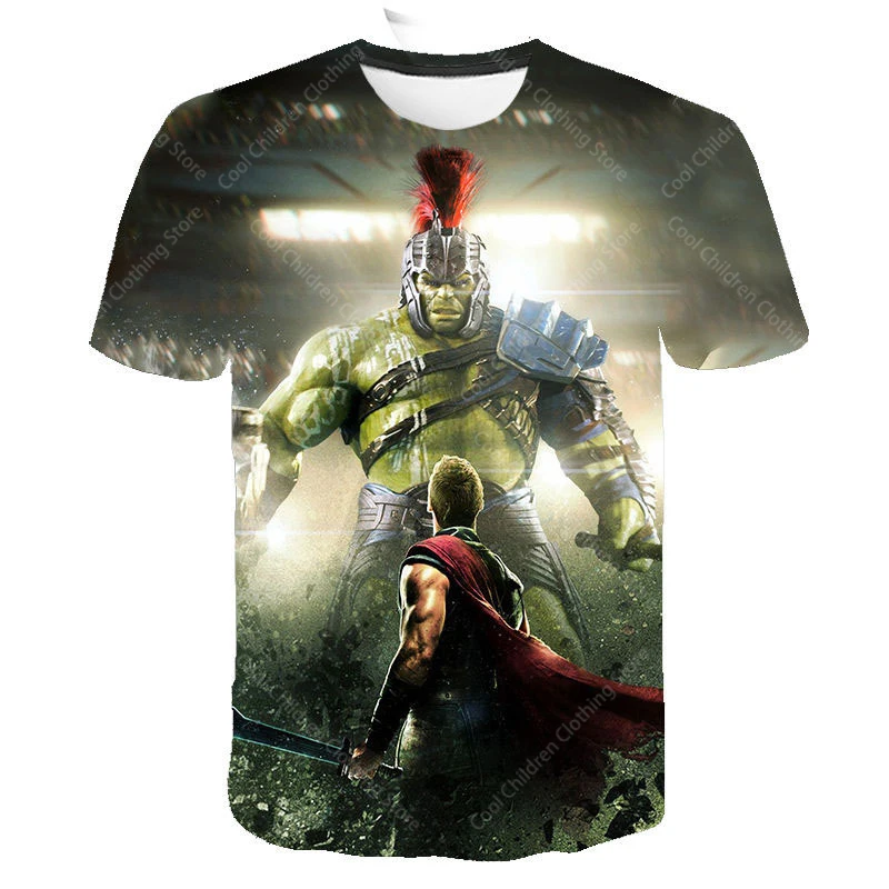 T-shirt à manches courtes imprimé en 3D pour garçons et filles, haut pour enfants, reconnaissance Marvel, Thor Saul, mode d'été, nouveau
