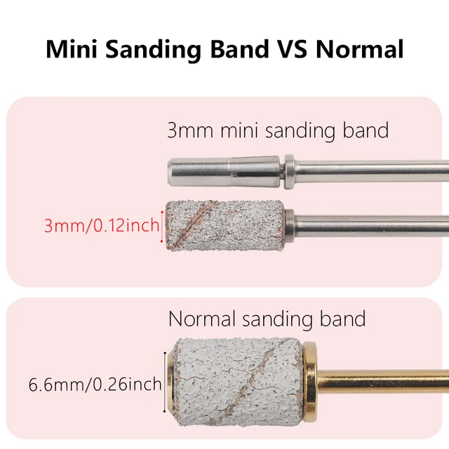 Mini bandes de ponçage blanches de 3mm, forets à ongles en acier inoxydable, mandrin, accessoires de manucure électriques, outil – Image 4