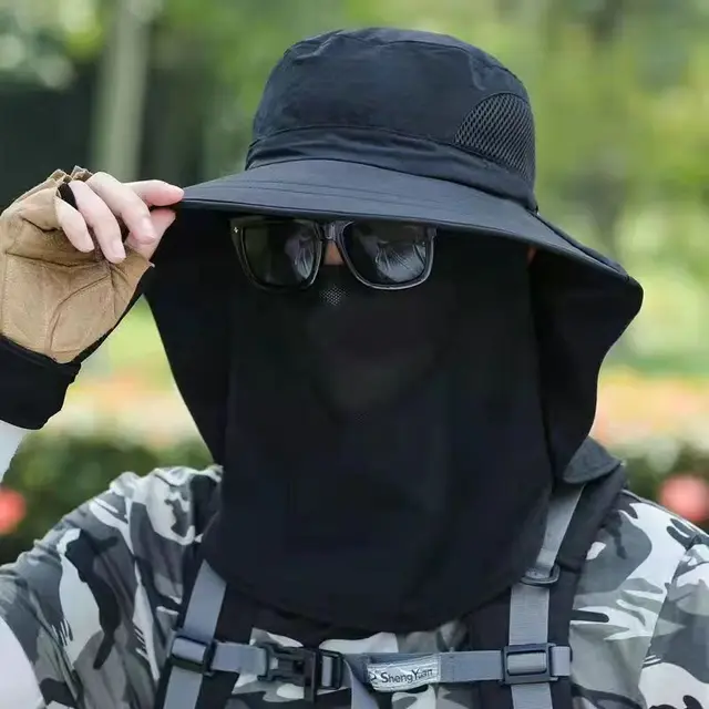Chapeau de soleil d'été, chapeau de protection UV, chapeau de chasse et de pêche en plein air, chapeau de soleil de randonnée et de camping et chapeau de pêcheur tour de cou – Image 6