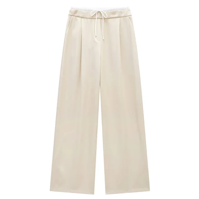 TRAF femmes pantalons Baggy pantalons larges femme tenue de bureau plis pantalons noirs pour femmes automne décontracté taille haute pantalon formel – Image 4