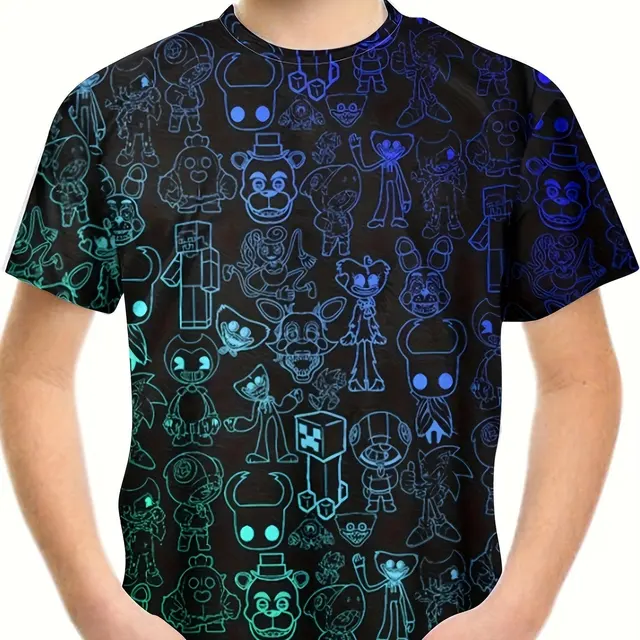 T-Shirt tendance pour garçons et filles, dessin animé créatif imprimé en 3d, décontracté, à la mode, pour l'extérieur, hauts mignons, 2024 – Image 3